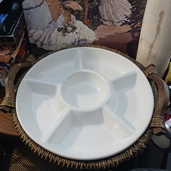 🥙Pier 1 RARE Vtg.6 Part Design Ceramic & Sea Grass Wicker Set.🥪🌮🥝 - Picture 8 of 16